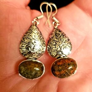 New Unakite Silver Earrings.